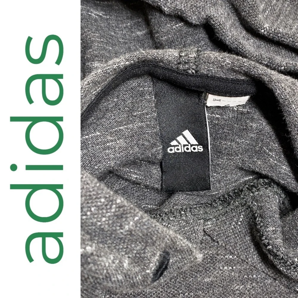 Adidas Essentials‎ Pique 100% Cotton Hoodie Heather Gray Kangaroo Pocket Medium